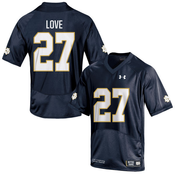 Men's Notre Dame Fighting Irish #27 Julian Love Under Armour Navy College Football Game Jersey