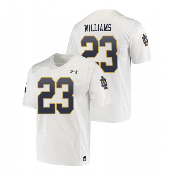 Men's Notre Dame Fighting Irish #23 Kyren Williams Under Armour White College Football Game Jersey