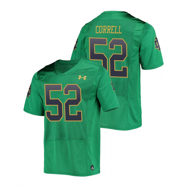 Men's Notre Dame Fighting Irish #52 Zeke Correll Green Alternate Under Armour Stitched College Football Jersey