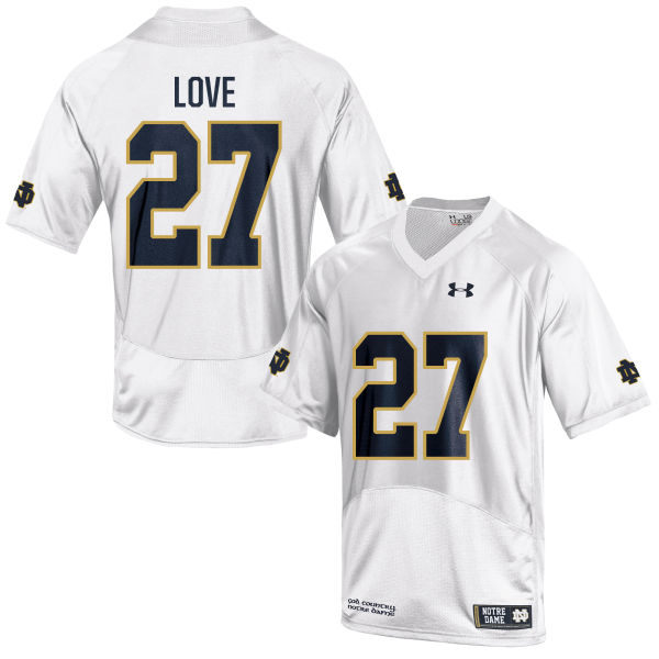 Men's Notre Dame Fighting Irish #27 Julian Love Under Armour White College Football Game Jersey