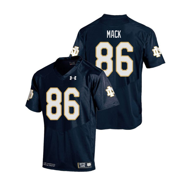 Men's Notre Dame Fighting Irish #86 Alize Mack Under Armour Navy College Football Game Jersey