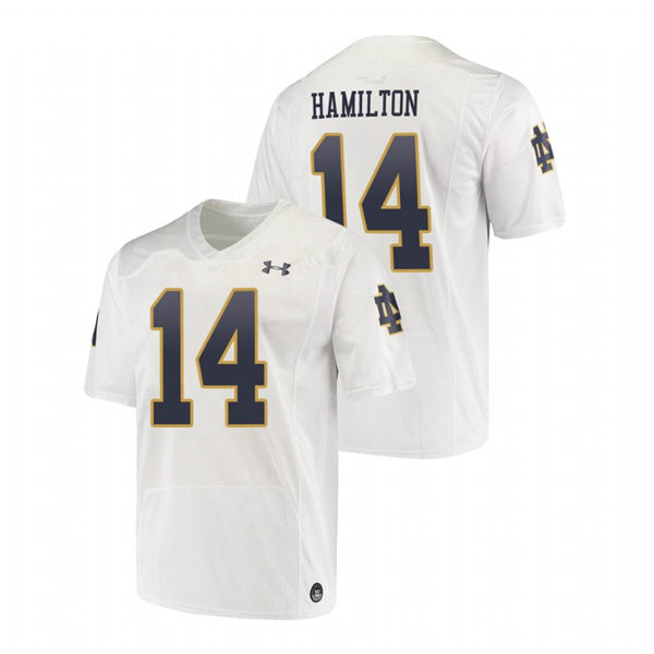 Men's Notre Dame Fighting Irish #14 Kyle Hamilton Under Armour White College Football Game Jersey