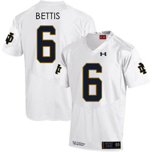 Men's Notre Dame Fighting Irish #6 JEROME BETTIS Under Armour White College Football Game Jersey