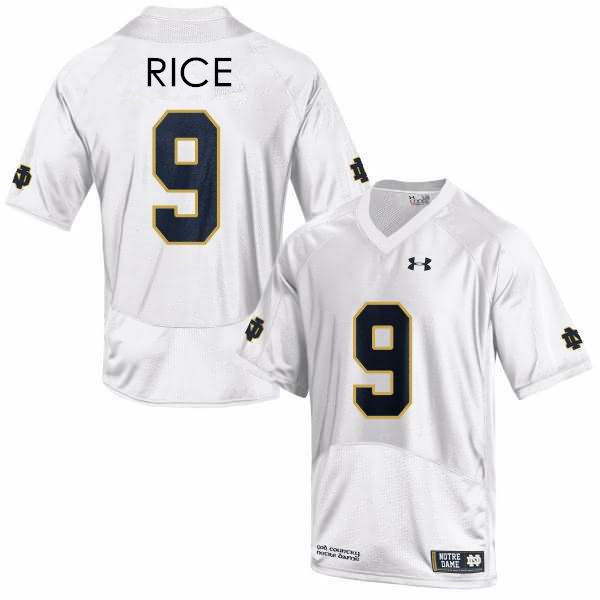 Men's Notre Dame Fighting Irish #9 Tony Rice Under Armour White College Football Game Jersey