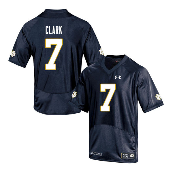 Men's Notre Dame Fighting Irish #7 Brendon Clark Under Armour Navy College Football Game Jersey