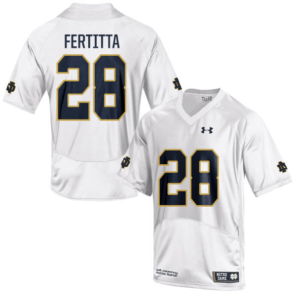 Men's Notre Dame Fighting Irish #28 Nicco Fertitta Under Armour White College Football Game Jersey