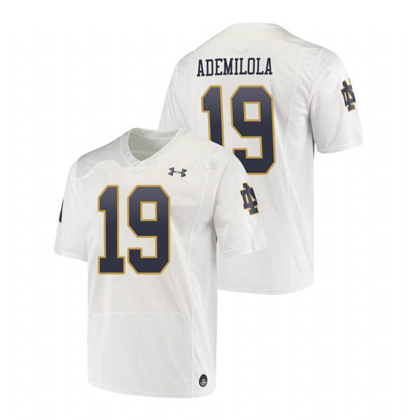 Men's Notre Dame Fighting Irish #19 Justin Ademilola Under Armour White College Football Game Jersey