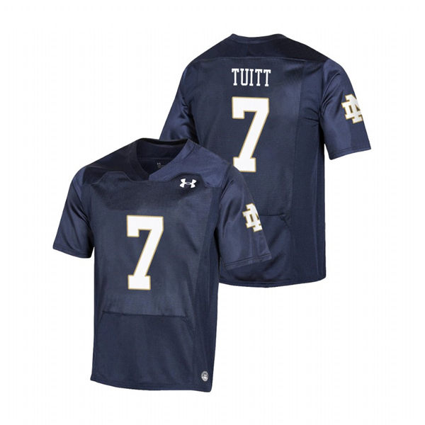 Men's Notre Dame Fighting Irish #7 Stephon Tuitt Under Armour Navy College Football Game Jersey