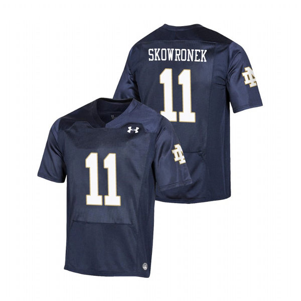 Men's Notre Dame Fighting Irish #11 Ben Skowronek Under Armour Navy College Football Game Jersey