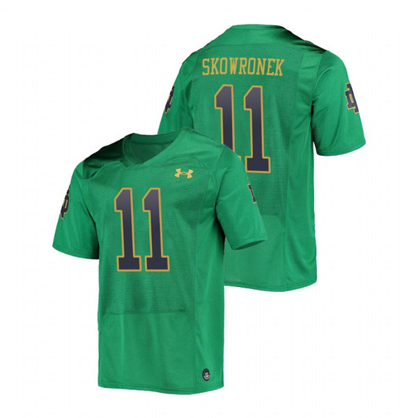 Men's Notre Dame Fighting Irish #11 Ben Skowronek Green Alternate Under Armour Stitched College Football Jersey