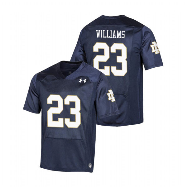 Men's Notre Dame Fighting Irish #23 Kyren Williams Under Armour Navy College Football Game Jersey