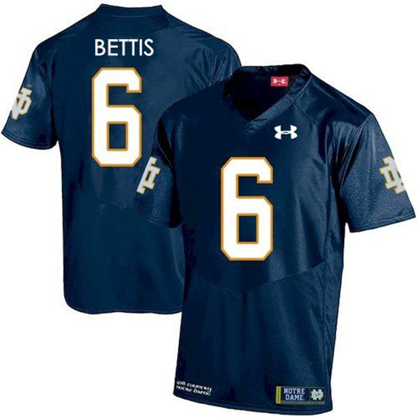 Men's Notre Dame Fighting Irish #6 JEROME BETTIS Under Armour Navy College Football Game Jersey