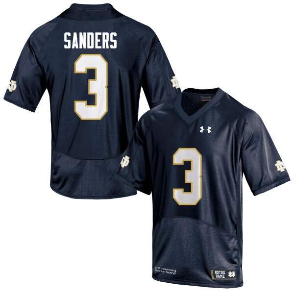Men's Notre Dame Fighting Irish #3 C.J. Sanders Under Armour Navy College Football Game Jersey
