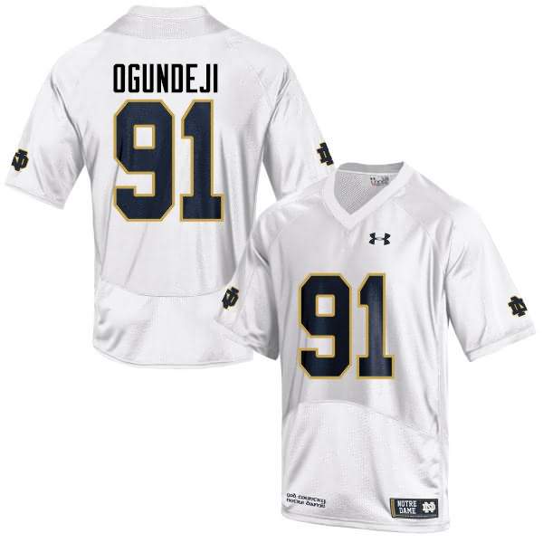 Men's Notre Dame Fighting Irish #91 Adetokunbo Ogundeji Under Armour White College Football Game Jersey