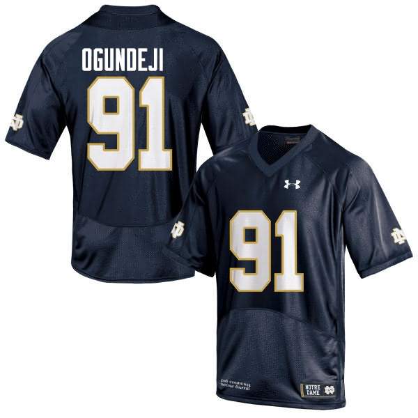 Men's Notre Dame Fighting Irish #91 Adetokunbo Ogundeji Under Armour Navy College Football Game Jersey