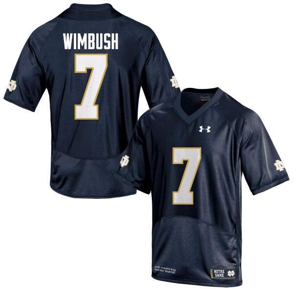 Men's Notre Dame Fighting Irish #7 Brandon Wimbush Under Armour Navy College Football Game Jersey