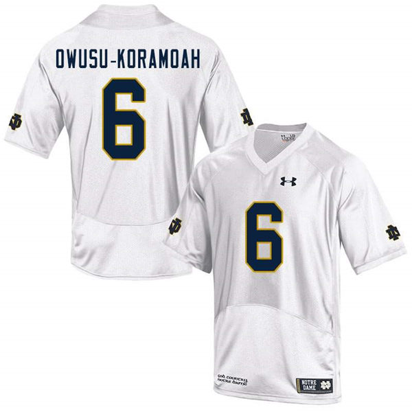 Men's Notre Dame Fighting Irish #6 Jeremiah Owusu-Koramoah Under Armour White College Football Game Jersey