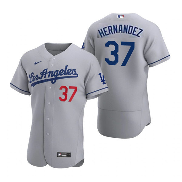 Mens Los Angeles Dodgers #37 Teoscar Hernandez Grey Los Angeles Nike FlexBase Jersey