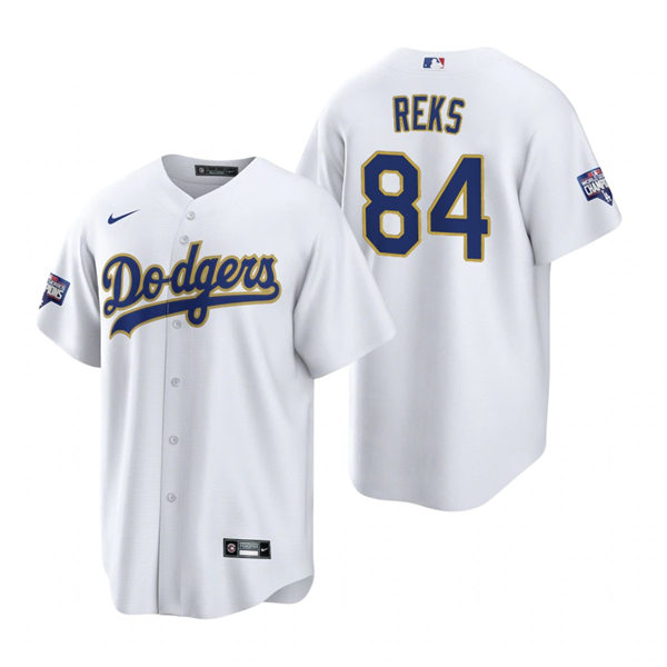 Mens Los Angeles Dodgers #84 Zach Reks Nike White Gold 2021 Gold Program Player Jersey