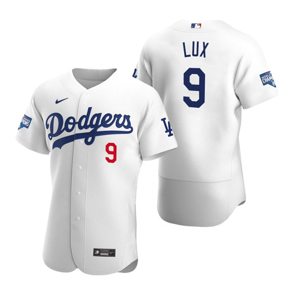 Mens Los Angeles Dodgers #9 Gavin Lux Nike White Home FlexBase Jersey