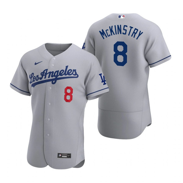 Mens Los Angeles Dodgers #8 Zach McKinstry Grey Los Angeles Nike FlexBase Jersey
