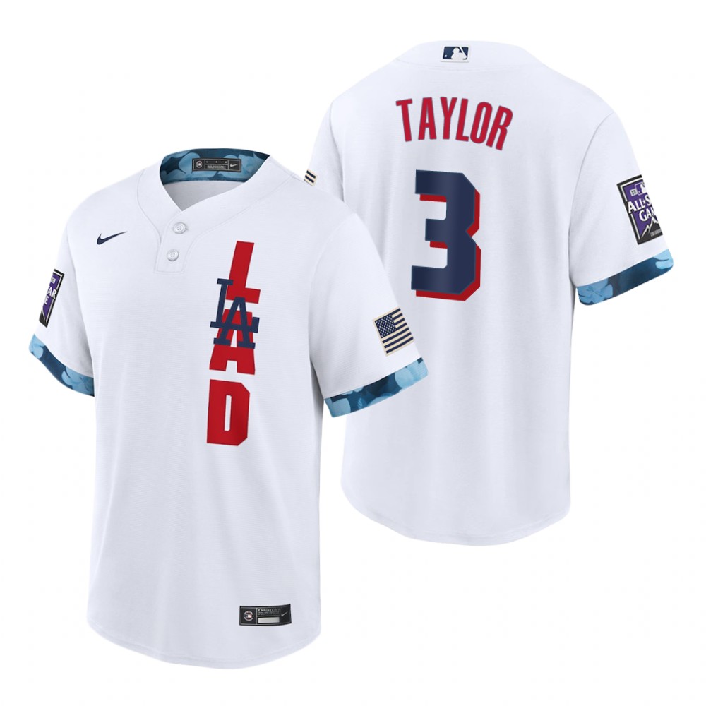 Mens Los Angeles Dodgers #3 Chris Taylor Nike White Stitched 2021 MLB All-Star Game Jersey
