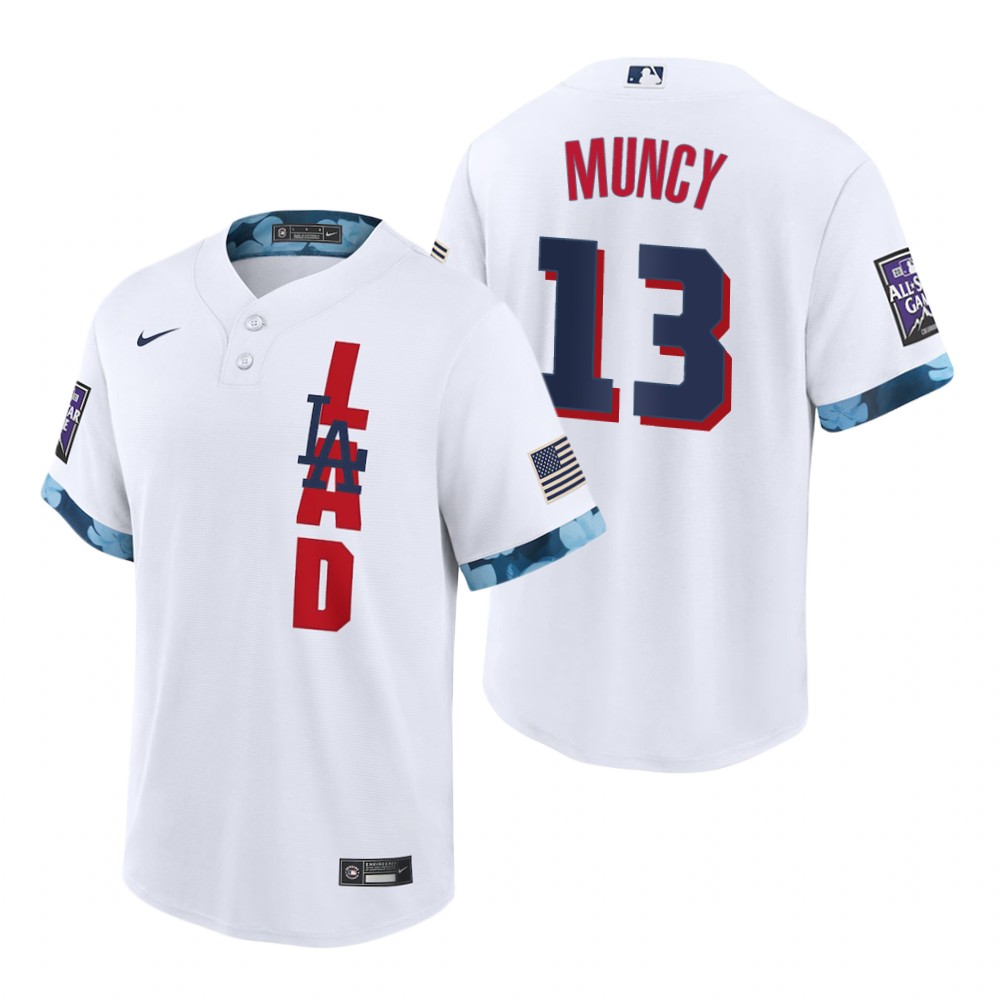 Mens Los Angeles Dodgers #13 Max Muncy Nike White Stitched 2021 MLB All-Star Game Jersey
