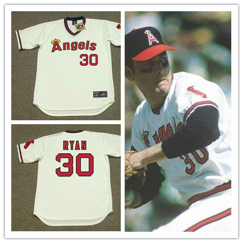 Mens California Angels #30 NOLAN RYAN 1978 Home White Pullover Cooperstown Throwback Jersey