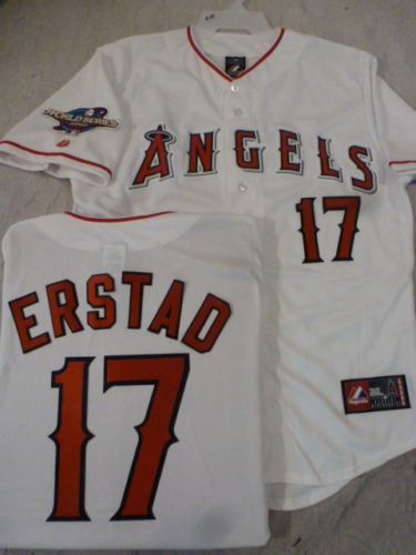 Mens Anaheim Angels #17 DARIN ERSTAD White Stitched 2002 WORLD SERIES Jersey