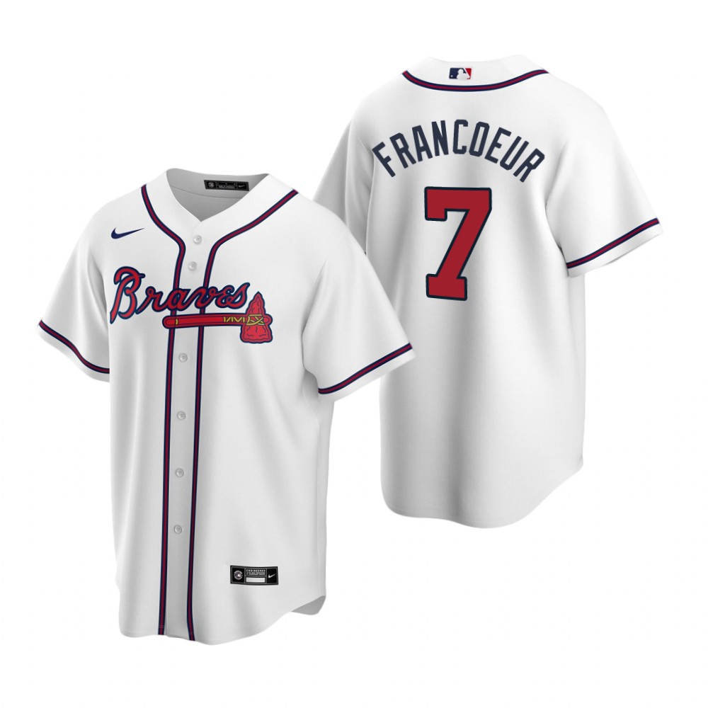 Mens Atlanta Braves Retired Player #7 Jeff Francoeur Stitched Nike White Home CoolBase Jersey