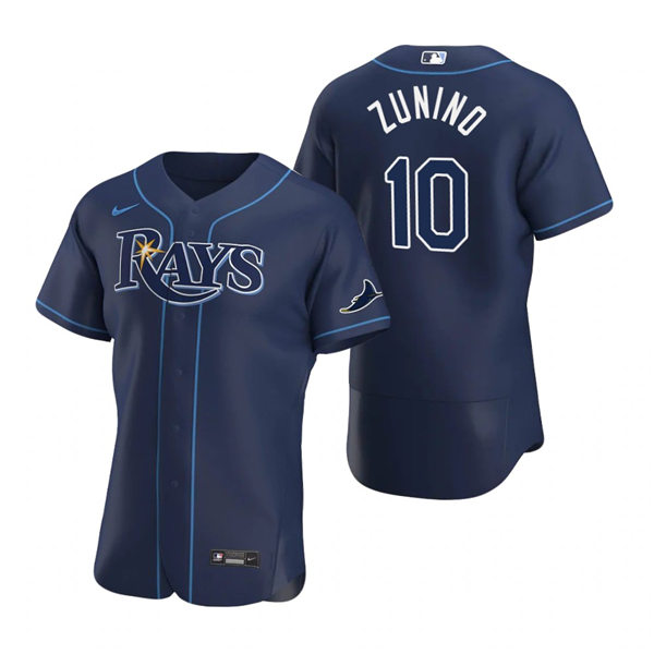 Mens Tampa Bay Rays #10 Mike Zunino Nike Navy Alternate FlexBase Jersey