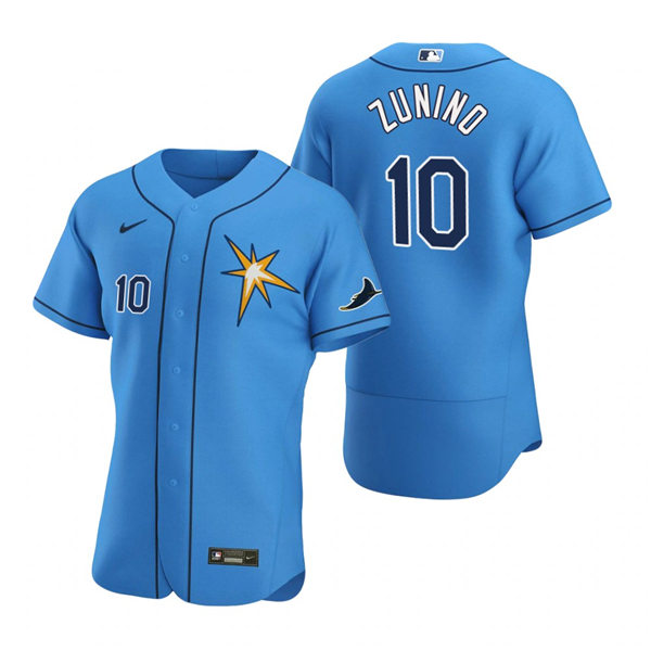 Mens Tampa Bay Rays #10 Mike Zunino Nike Light Blue Star FlexBase Jersey