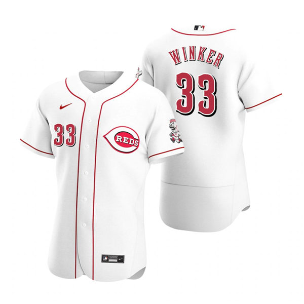 Mens Cincinnati Reds #33 Jesse Winker Nike White Home Flex Base Jersey