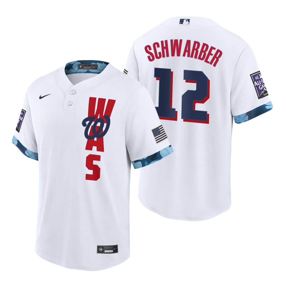 Mens Washington Nationals #12 Kyle Schwarber Nike White Stitched 2021 MLB All-Star Game Jersey