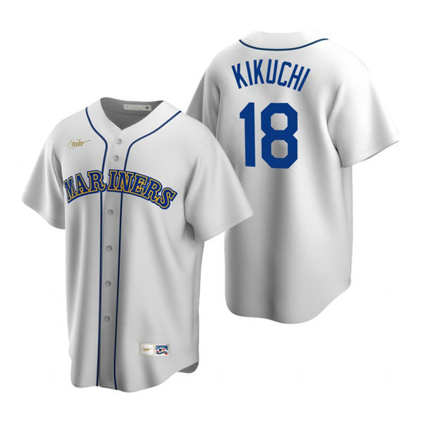 Youth Seattle Mariners #18 Yusei Kikuchi Nike White Cooperstown Collection Jersey