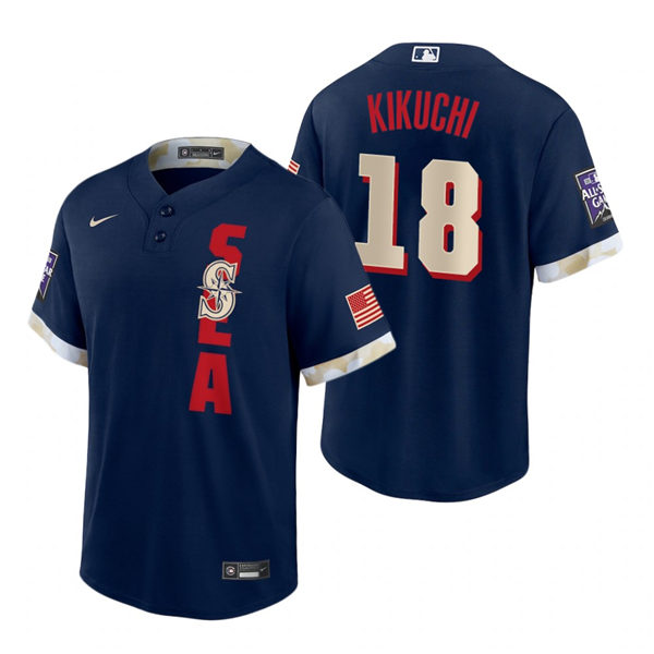 Mens Seattle Mariners #18 Yusei Kikuchi Nike Navy Stitched 2021 MLB All-Star Game Jersey