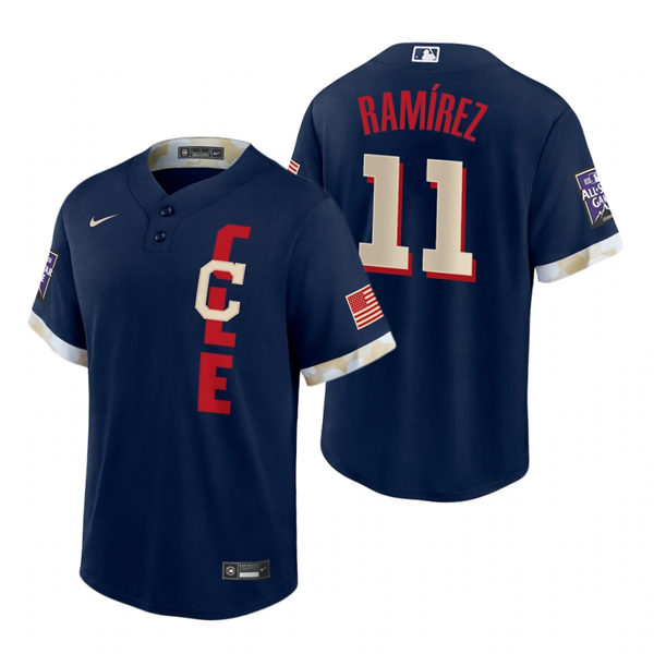 Mens Cleveland Indians #11 Jose Ramirez Navy 2021 MLB All-Star Game Replica Jersey