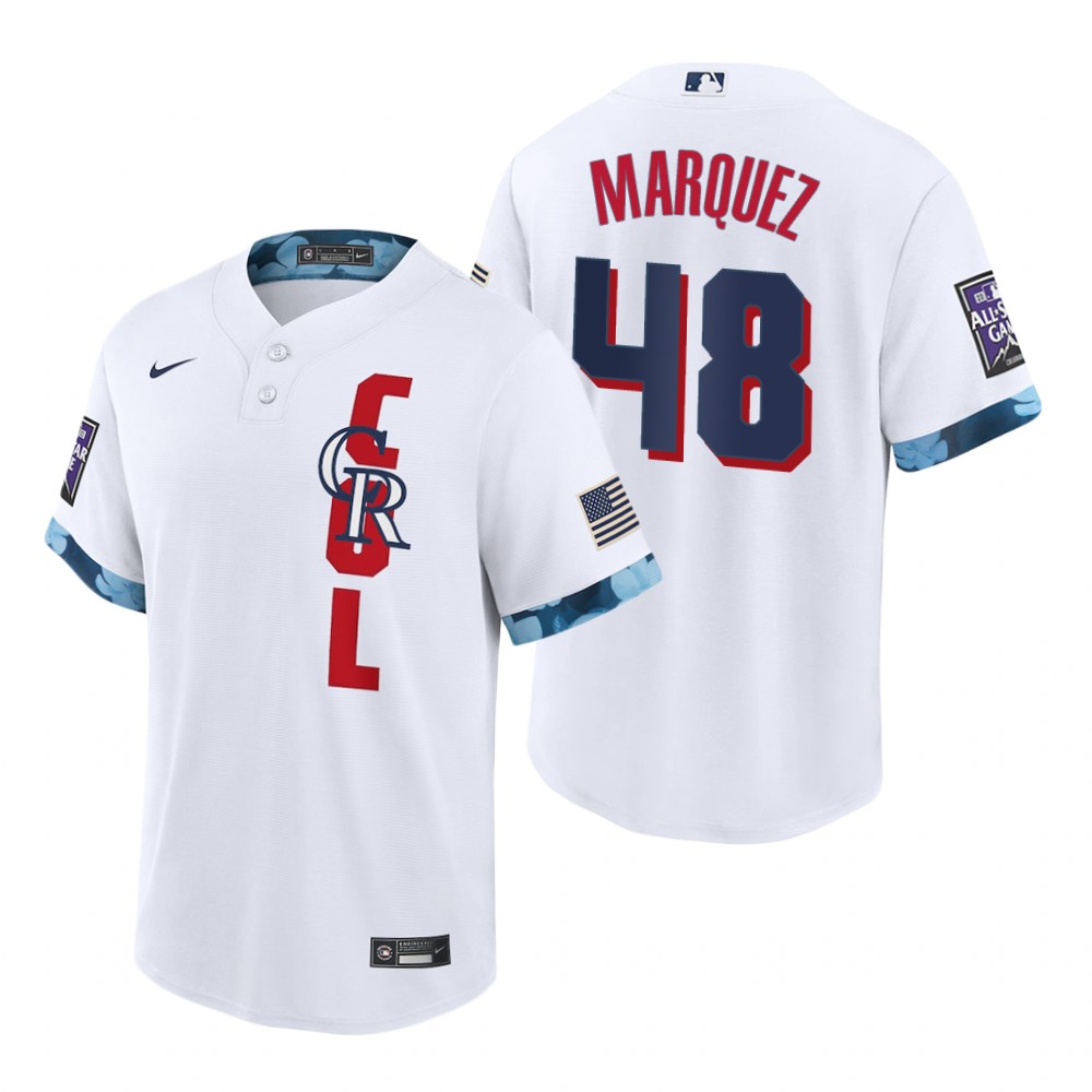 Mens Colorado Rockies #48 German Marquez Nike White Stitched 2021 MLB All-Star Game Jersey