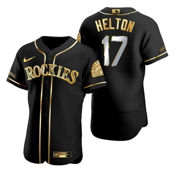 Mens Colorado Rockies #17 Todd Helton Nike Black Golden Edition Stitched Jersey