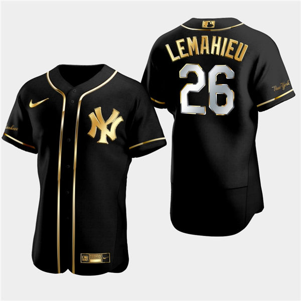 Mens New York Yankees #26 DJ LeMahieu Nike Black Golden Edition Stitched Jersey