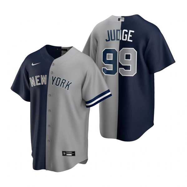Mens New York Yankees #99 Aaron Judge Nike Navy Gray Split Two-Tone Jersey