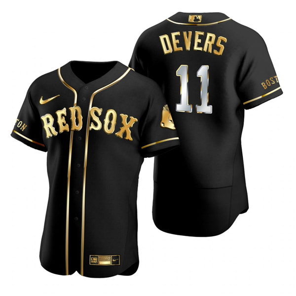 Mens Boston Red Sox #11 Rafael Devers Nike Black Golden Edition Stitched Jersey