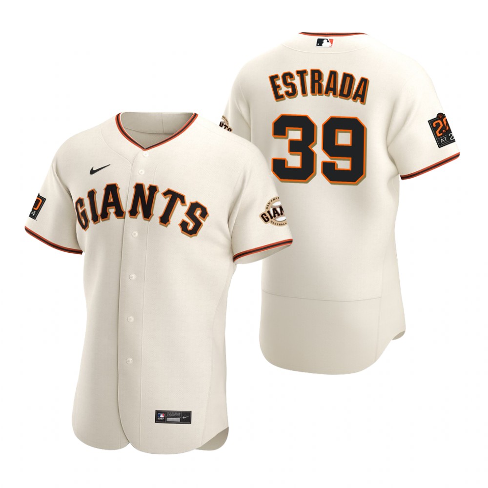Mens San Francisco Giants #39 Thairo Estrada Nike Cream Home Flexbase Jersey