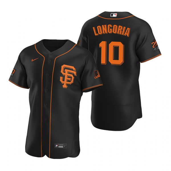 Mens San Francisco Giants #10 Evan Longoria Nike Black Alternate Flexbase Jersey