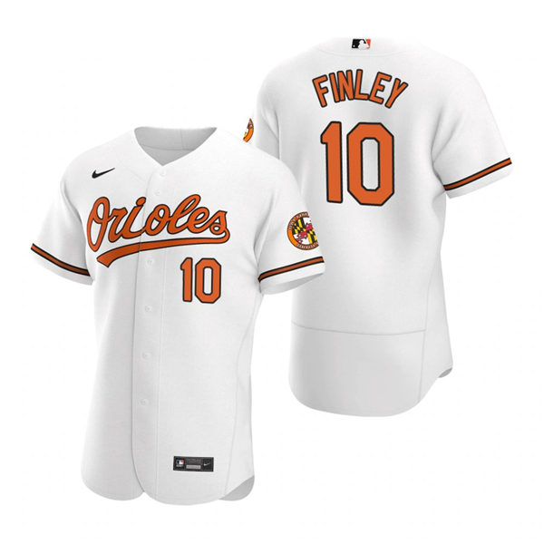 Mens Baltimore Orioles Retired Player #10 Steve Finley Nike Home White Flexbase Jersey