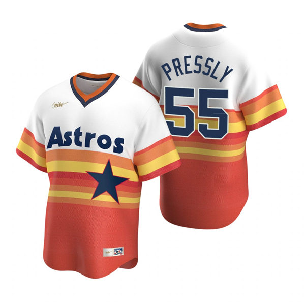 Mens Houston Astros #55 Ryan Pressly Nike White Orange Cooperstown Collection Jersey