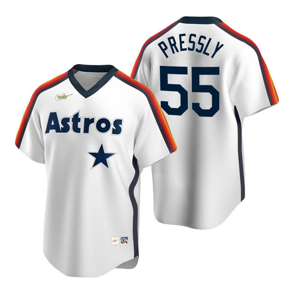 Mens Houston Astros #55 Ryan Pressly Nike White Cooperstown Collection Jersey
