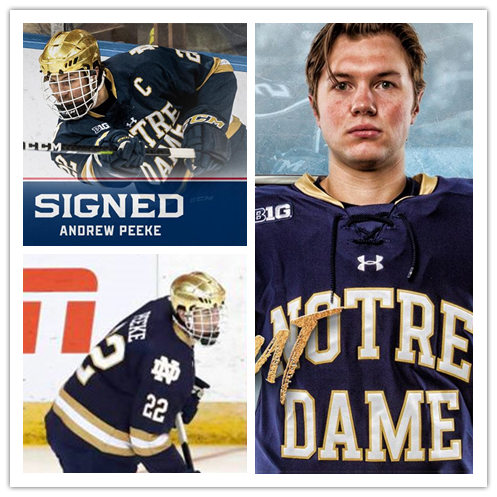 Mens Notre Dame Fighting Irish #22 Andrew Peeke Under Armour Navy Notre Dame Hockey Game Jersey