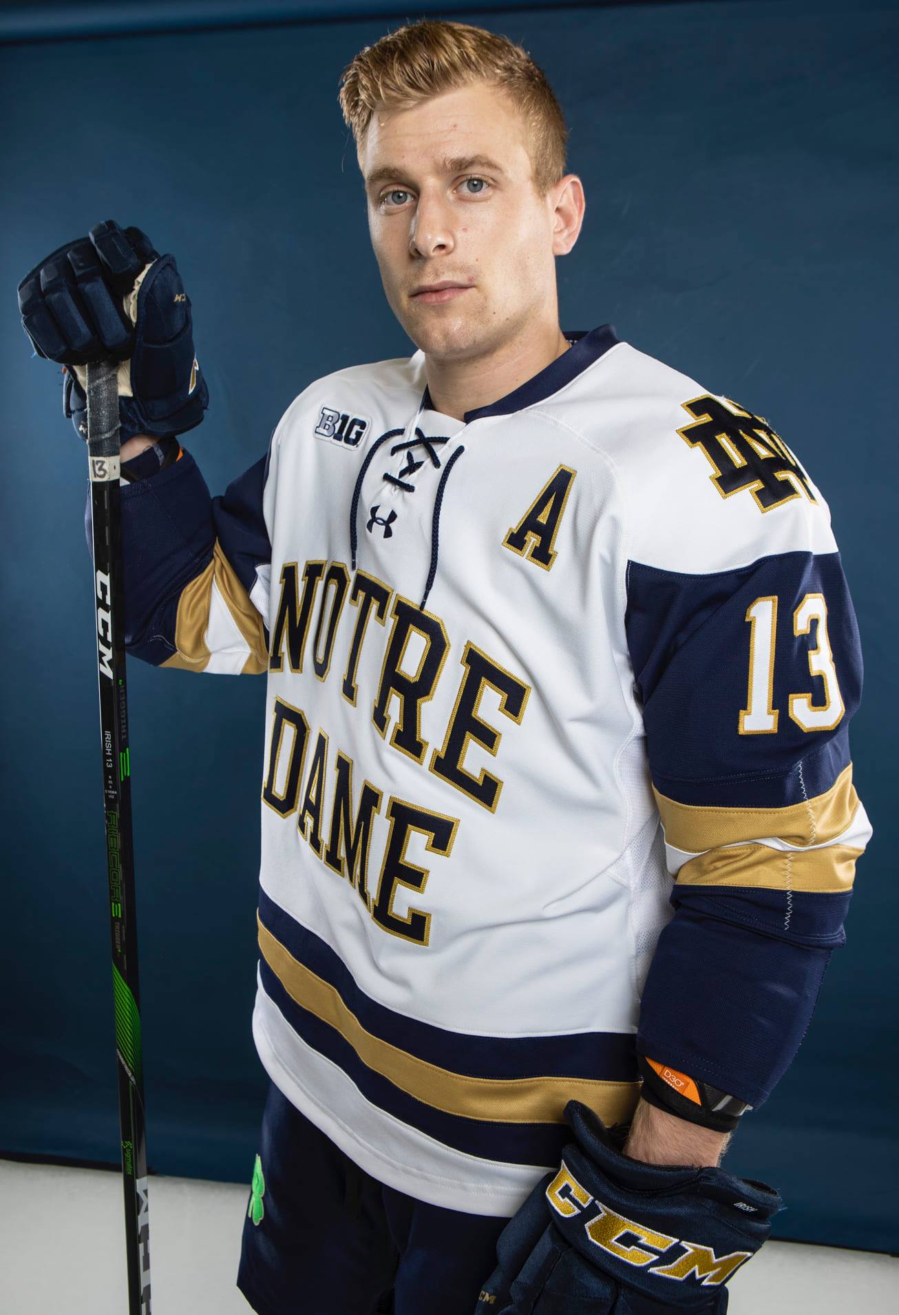 Mens Notre Dame Fighting Irish #13 Colin Theisen Under Armour White Notre Dame Hockey Game Jersey