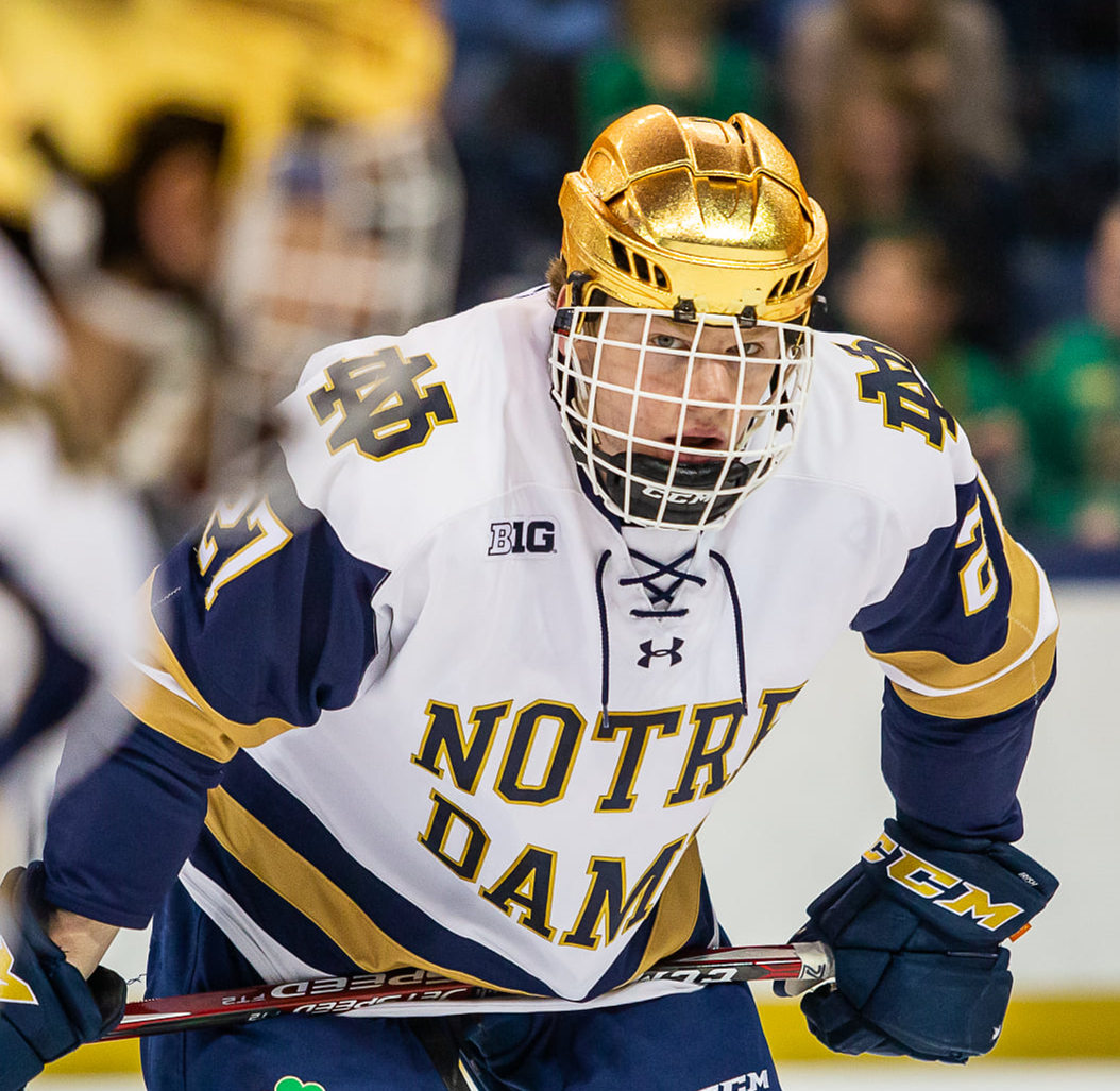 Mens Notre Dame Fighting Irish #27 Trevor Janicke Under Armour White Notre Dame Hockey Game Jersey